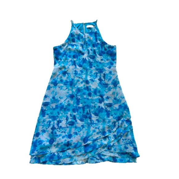 Calvin Klein Dress Blue Watercolor Sleeveless Knee Length Shift Trapeze Size 4 - Picture 7 of 12